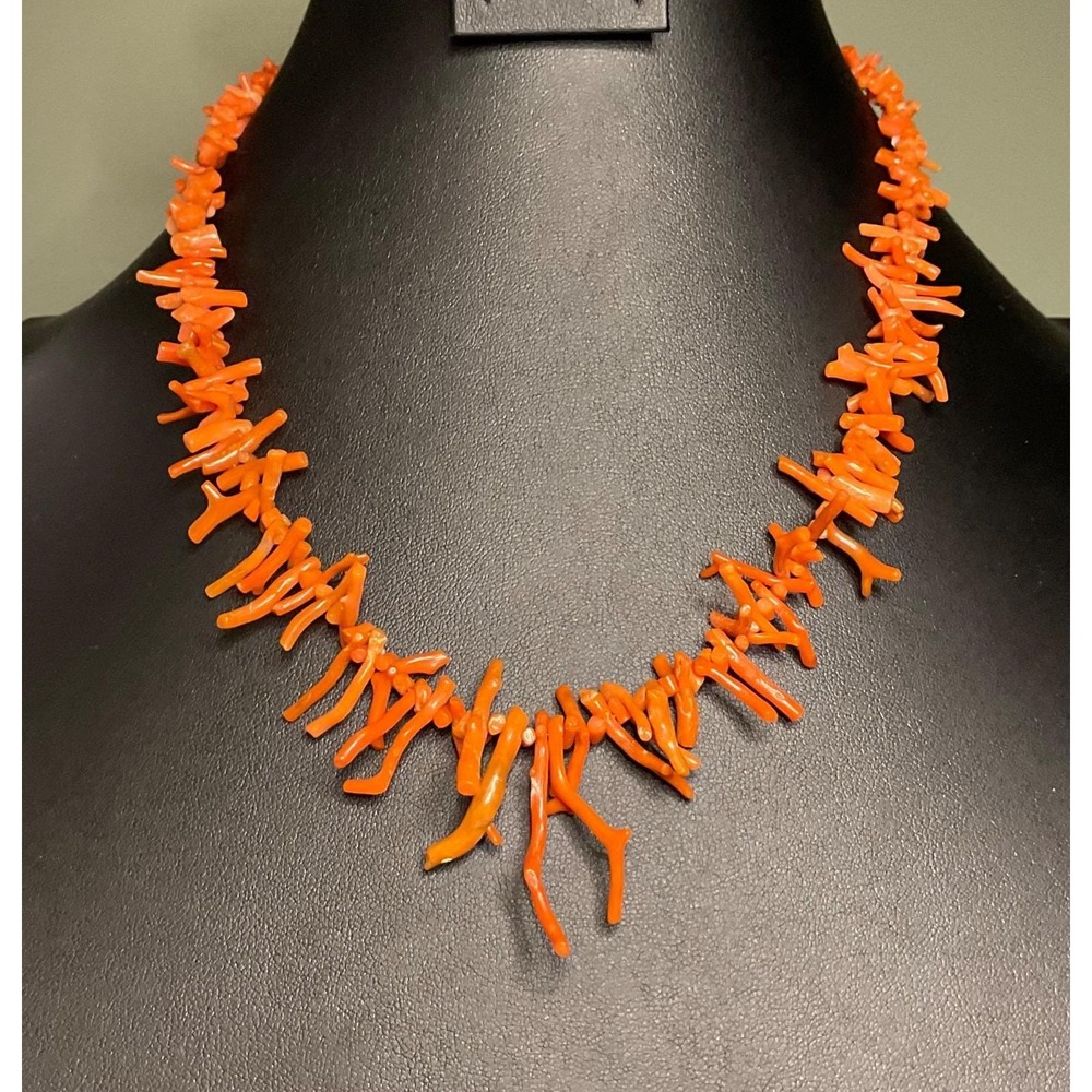 Vintage Branch/TWIG NATURAL Graduated RedCoral Necklace 18"Mediterranean Italian
